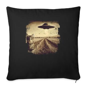 Selfie de chat et d’OVNI, Photographie de nerd bizarre - Housse de coussin décorative 45 x 45 cm - noir - Devant