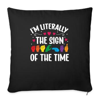 Professeur d’ASL Langue des signes américaine - Housse de coussin décorative 45 x 45 cm - noir - Devant