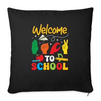 Professeur d’ASL Langue des signes américaine - Housse de coussin décorative 45 x 45 cm - noir - Devant