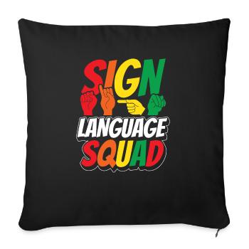 Professeur d’ASL Langue des signes américaine - Housse de coussin décorative 45 x 45 cm - noir - Devant