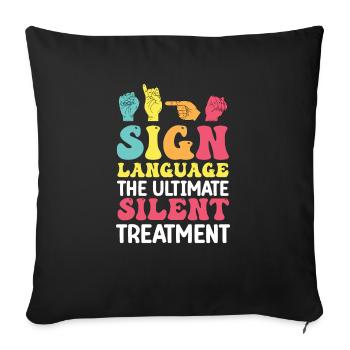 Professeur d’ASL Langue des signes américaine - Housse de coussin décorative 45 x 45 cm - noir - Devant