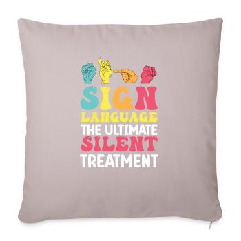 Professeur d’ASL Langue des signes américaine - Housse de coussin décorative 45 x 45 cm - taupe clair - Devant