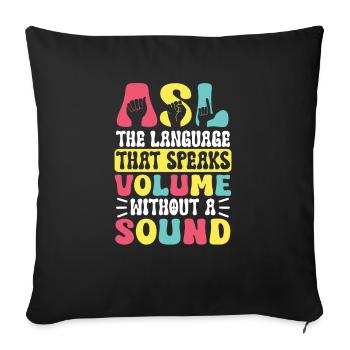 Professeur d’ASL Langue des signes américaine - Housse de coussin décorative 45 x 45 cm - noir - Devant
