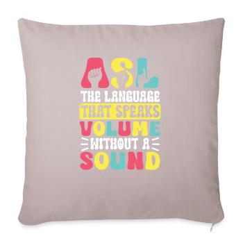 Professeur d’ASL Langue des signes américaine - Housse de coussin décorative 45 x 45 cm - taupe clair - Devant