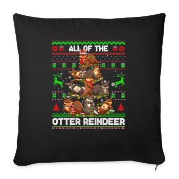 All Of The Otters Reindeer Ugly Sweater Otter Xmas - Sofa pillowcase 17,3'' x 17,3'' (45 x 45 cm) - black - Front