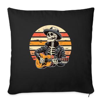 Halloween Skeleton Playing Guitar Rock And Roll - Sofa pillowcase 17,3'' x 17,3'' (45 x 45 cm) - black - Front