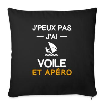 je peux pas j'ai voile apéro planchiste - Housse de coussin décorative 45 x 45 cm - noir - Devant