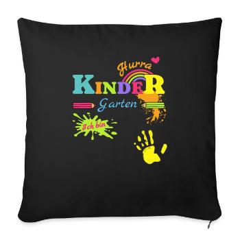 Kindergarten Hurra personalisiert Kinder Spruch - Sofakissenbezug 45 x 45 cm - Schwarz - Vorne