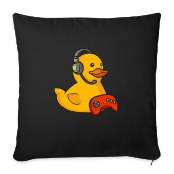 Quietscheentchen Quietscheente Gummiente - Sofakissenbezug 45 x 45 cm - Schwarz - Vorne