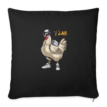 Chicken with backpack and sneakers – urban style - Sofa pillowcase 17,3'' x 17,3'' (45 x 45 cm) - black - Front