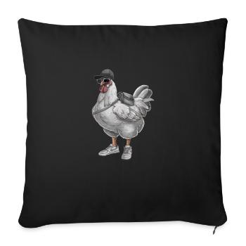 Poulet hip-hop cool avec lunettes de soleil et baskets - Housse de coussin décorative 45 x 45 cm - noir - Devant