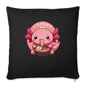 Axolotl Eating Ramen Cute Kawaii Axolotl - Sofa pillowcase 17,3'' x 17,3'' (45 x 45 cm) - black - Front