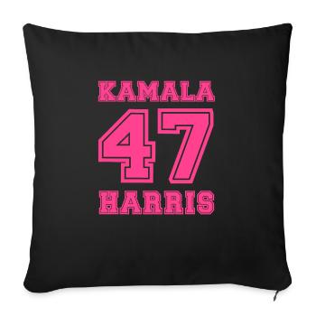 Kamala Harris, 47e présidente des États-Unis - Housse de coussin décorative 45 x 45 cm - noir - Devant
