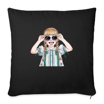 Cool girl with sunglasses and pigtails - Sofa pillowcase 17,3'' x 17,3'' (45 x 45 cm) - black - Front
