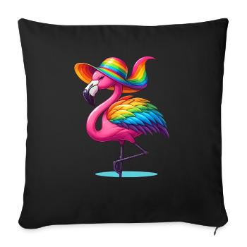 Flamingo Rainbow, Flamingay Gay Animal LGBTQ - Sofa pillowcase 17,3'' x 17,3'' (45 x 45 cm) - black - Front