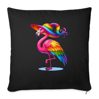 Flamingo Rainbow, Flamingay Gay Animal LGBTQ - Sofa pillowcase 17,3'' x 17,3'' (45 x 45 cm) - black - Front