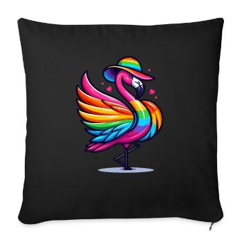 Flamingo Rainbow, Flamingay Gay Animal LGBTQ - Sofa pillowcase 17,3'' x 17,3'' (45 x 45 cm) - black - Front