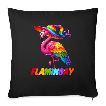 Flamingo Rainbow, Flamingay Gay Animal LGBTQ - Sofa pillowcase 17,3'' x 17,3'' (45 x 45 cm) - black - Front