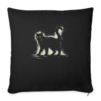Creepy Goth Cat, Horror Cat, Weirdcore Cat - Sofa pillowcase 17,3'' x 17,3'' (45 x 45 cm) - black - Front