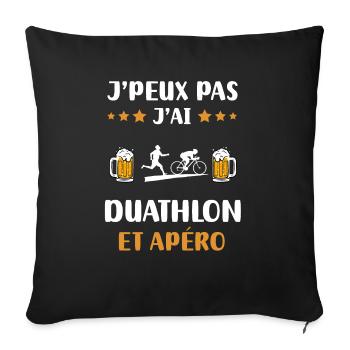 Ich kann nicht Ich habe Duathlon Aperitif Humor Geschenk - Sofakissenbezug 45 x 45 cm - Schwarz - Vorne