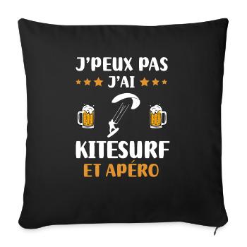 I can't I kitesurf aperitif humor gift - Sofa pillowcase 17,3'' x 17,3'' (45 x 45 cm) - black - Front
