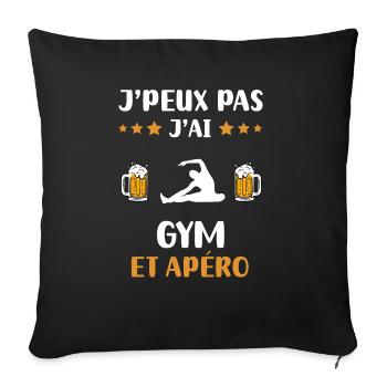 I can't I have gym aperitif humor gift - Sofa pillowcase 17,3'' x 17,3'' (45 x 45 cm) - black - Front
