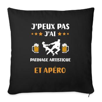 I can't I have figure skating aperitif - Sofa pillowcase 17,3'' x 17,3'' (45 x 45 cm) - black - Front