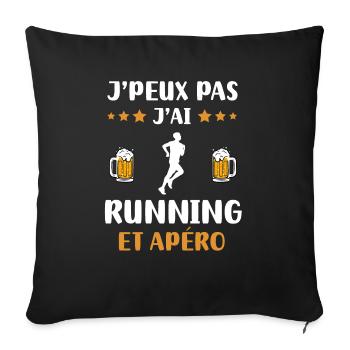 I can't I ran aperitif humor gift - Sofa pillowcase 17,3'' x 17,3'' (45 x 45 cm) - black - Front
