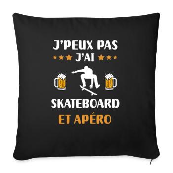 I can't I skateboard aperitif humor gift - Sofa pillowcase 17,3'' x 17,3'' (45 x 45 cm) - black - Front