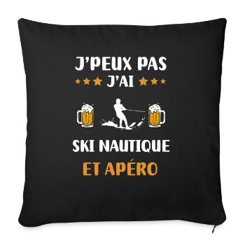 I can't I water ski aperitif humor gift - Sofa pillowcase 17,3'' x 17,3'' (45 x 45 cm) - black - Front