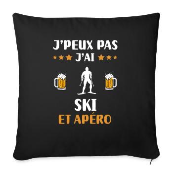 I can't I have ski aperitif humor gift - Sofa pillowcase 17,3'' x 17,3'' (45 x 45 cm) - black - Front