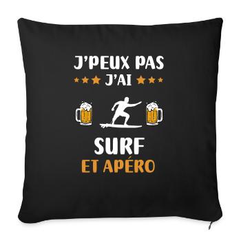 I can't I have surf man aperitif humor gift - Sofa pillowcase 17,3'' x 17,3'' (45 x 45 cm) - black - Front