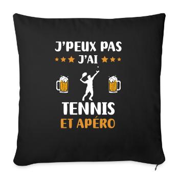 I can't I have tennis man aperitif humor gift - Sofa pillowcase 17,3'' x 17,3'' (45 x 45 cm) - black - Front