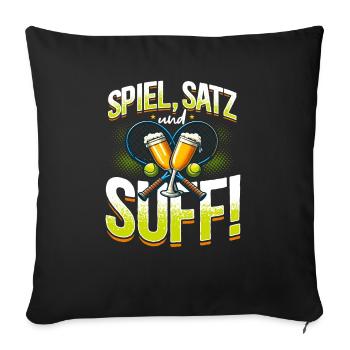 Bier Tennis, Spiel Satz & Suff, Bierliebhaber - Sofakissenbezug 45 x 45 cm - Schwarz - Vorne
