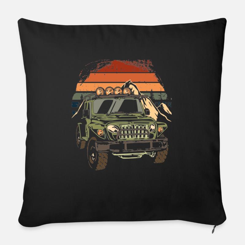 Off Road 4X4 Vintage Retro 70s Sunset Off Road - Sofakissenbezug 45 x 45 cm - Schwarz