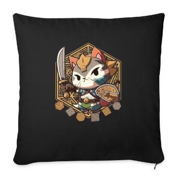 Jouer à la manette Gaming Gamer Samurai Cat - Housse de coussin décorative 45 x 45 cm - noir - Devant