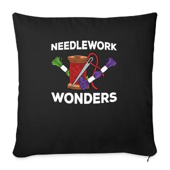 Broderie Perles Motif de broderie Point de croix - Housse de coussin décorative 45 x 45 cm - noir - Devant