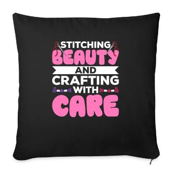 Broderie Perles Motif de broderie Point de croix - Housse de coussin décorative 45 x 45 cm - noir - Devant