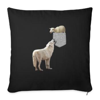 Wolf Reaching Sheep In Your Fake Pocket Funny - Sofa pillowcase 17,3'' x 17,3'' (45 x 45 cm) - black - Front