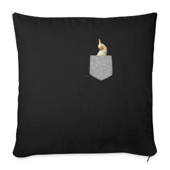 Falsches Nymphensittich-Vogel-T-Shirt mit Tasche - Funny Bird - Sofakissenbezug 45 x 45 cm - Schwarz - Vorne