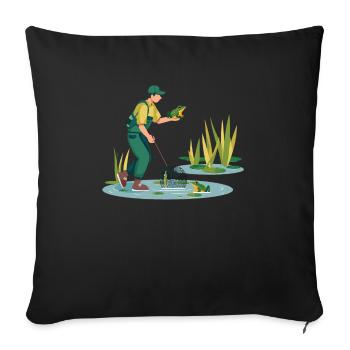 Frogs Catch Frog Hunter Frog Catcher - Sofa pillowcase 17,3'' x 17,3'' (45 x 45 cm) - black - Front