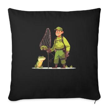 Frogs Catch Frog Hunter Frog Catcher - Sofa pillowcase 17,3'' x 17,3'' (45 x 45 cm) - black - Front