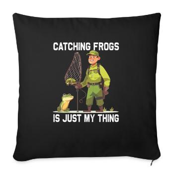 Frogs Catch Frog Hunter Frog Catcher - Sofa pillowcase 17,3'' x 17,3'' (45 x 45 cm) - black - Front