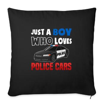Voiture de police Policiers - Housse de coussin décorative 45 x 45 cm - noir - Devant