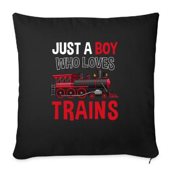 Train à vapeur Conducteur de train Locomotive Train - Housse de coussin décorative 45 x 45 cm - noir - Devant