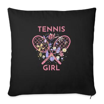 Tennis Girl Floral Heart - Sofa pillowcase 17,3'' x 17,3'' (45 x 45 cm) - black - Front