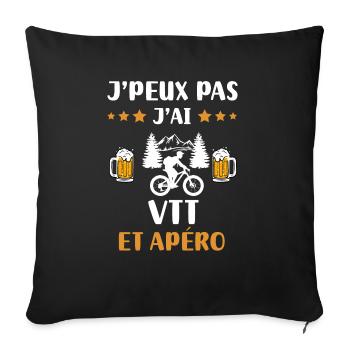 je peux pas j'ai VTT apéro humour cadeau - Housse de coussin décorative 45 x 45 cm - noir - Devant