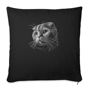 Line Art Scottish Fold Cat Scottish Folds Coupari - Sofa pillowcase 17,3'' x 17,3'' (45 x 45 cm) - black - Front