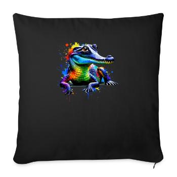 Colorful Splash Art Gharial Gharials - Sofa pillowcase 17,3'' x 17,3'' (45 x 45 cm) - black - Front