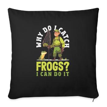 Grenouille amphibie chasseur passionné grenouille - Housse de coussin décorative 45 x 45 cm - noir - Devant